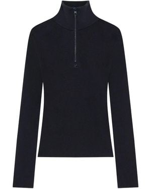 Courreges Pullover Mit Stehkragen - Blau