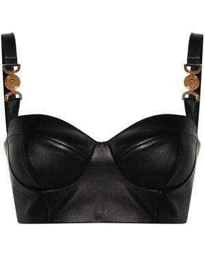 Versace Chic Leather Crop Top - Black