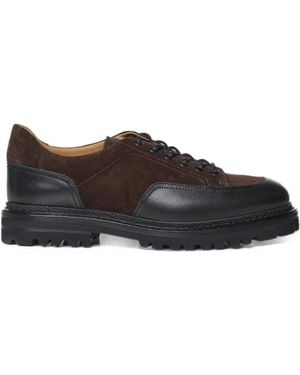 Henderson Paneled Lace-Up Loafers - Black
