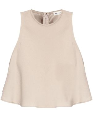 Ami Paris Flared Godet Top - Natural