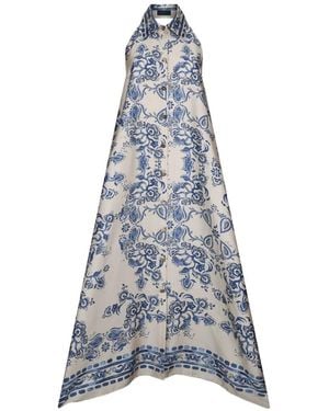 Liu Jo Long Foulard-Print Dress - Blue