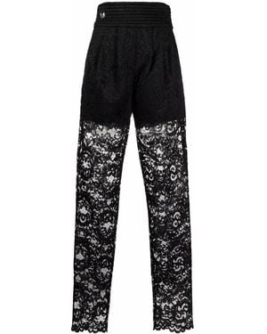 Philipp Plein High-waisted Lace-patterned Trousers - Black