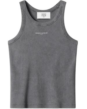 Maison Kitsuné Débardeur Nervuré À Logo Imprimé - Gray