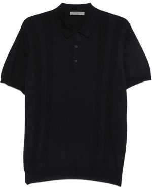 Corneliani Pointelle-Knit Short-Sleeve Polo Shirt - Black
