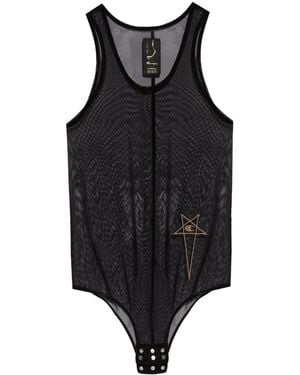 Rick Owens X Champion Logo-Embroidered Mesh Tank Top - Black