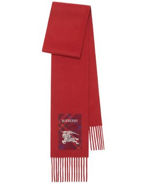 Burberry Check-Label Cashmere Scarf - Red