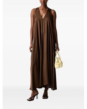 Haveone V-Neck Sleeveless Maxi Dress - Brown
