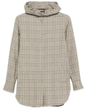 Kiton Check Hooded Shirt - White