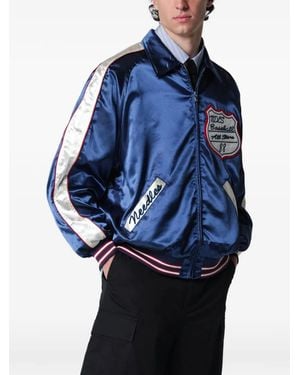 Needles Satin Logo-Patch Jacket - Blue