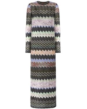 Missoni Lamé Snake-Pattern Gown - White