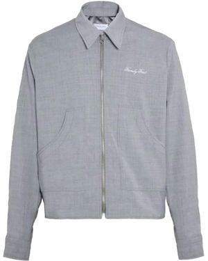 FAMILY FIRST Embroidered Zip-Up Jacket - Gray