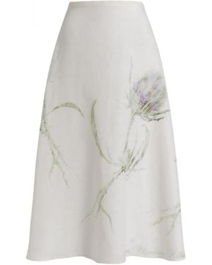 Alberta Ferretti Linen Skirt - White