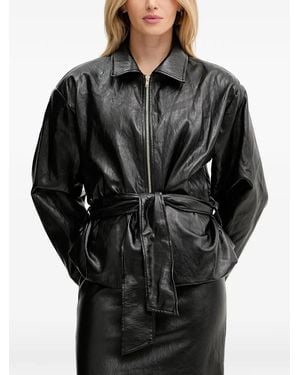 Haveone Belted Zip-Up Jacket - Black