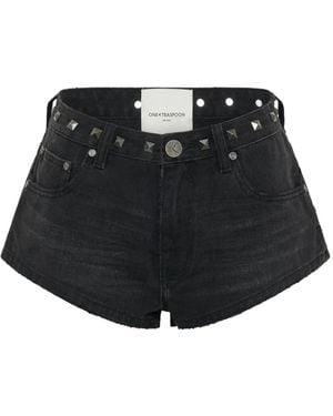One Teaspoon Shorts Met Vijf Zakken En Studs - Zwart