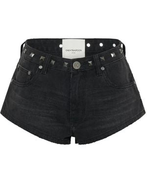 One Teaspoon Pantalones Cortos Con Apliques - Negro