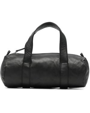 GIMAGUAS Barrel-Shaped Leather Tote Bag - Black