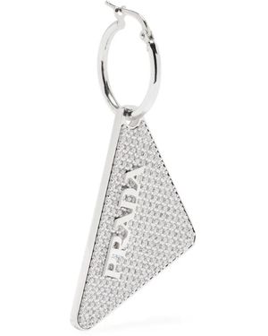 Prada Logo-Ohrringe Mit Kristallen - Weiß