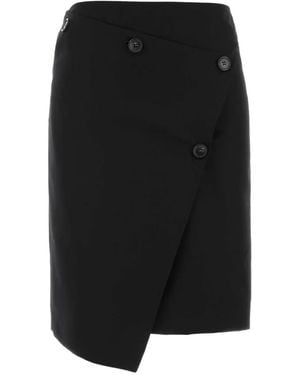 PT Torino Asymmetric Button-Detail Midi Skirt - Black