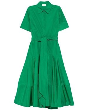 P.A.R.O.S.H. Belt Tiered Mini Dress - Green