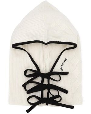 Ganni Cable-Knit Balaclava - White