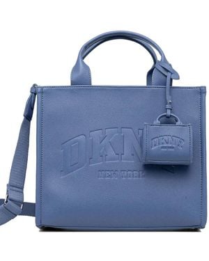 DKNY Logo-Embossed Charm Tote Bag - Blue