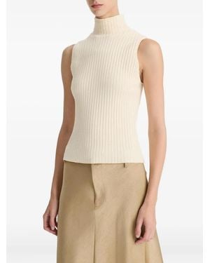 Vince Sleeveless Turtleneck Top - White
