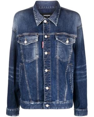 DSquared² Jeansjacke Im Distressed-Look - Blau