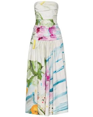 Acler Nershall Strapless Floral-Print Maxi Dress - White