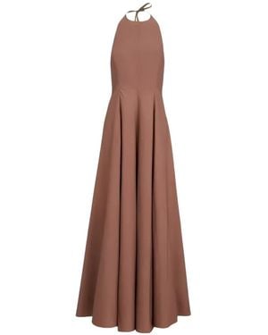 Brunello Cucinelli Pleated Halterneck Maxi Dress - Brown