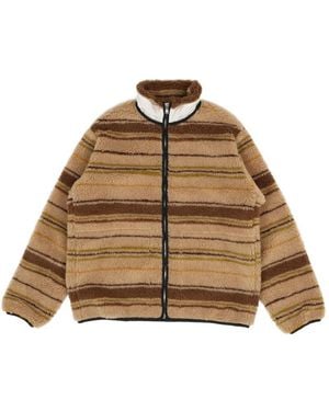 RANRA River Striped Fleece Jacket - Brown