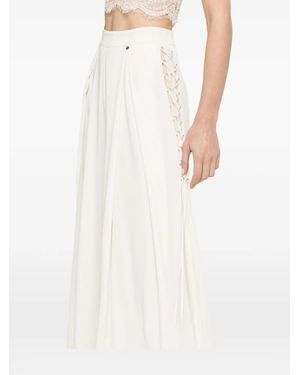 Nissa Lace-Up Palazzo Trousers - White