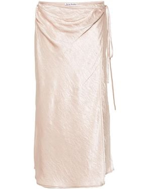 Acne Studios Satin Wrap Midi Skirt - Natural