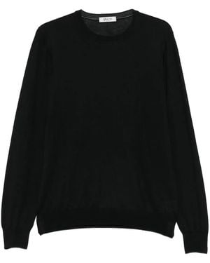 GIUUNO Crew-Neck Panelled Jumper - Black
