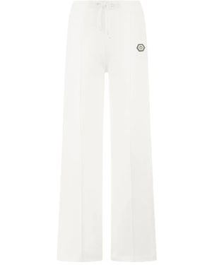 Philipp Plein Drawstring Appliqué Trousers - White