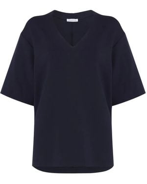 Gloria Coelho V-Neck Short-Sleeve Top - Blue