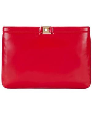 Elisabetta Franchi Naplak-Effect Pouch Bag - Red