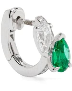 Repossi Einzelner 18Kt Serti Sur Vide Weißgoldohrring Mit Diamanten Und Smaragd - Blau