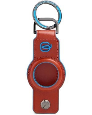Piquadro Logo-Plaque Leather Keyring - Red
