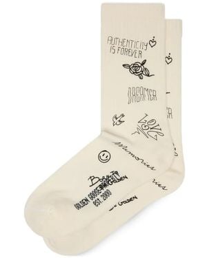 Golden Goose Socks High Rib/Doodles Print - Natural