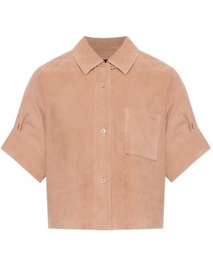 Loewe Suede Logo-Embossed Shirt - Natural