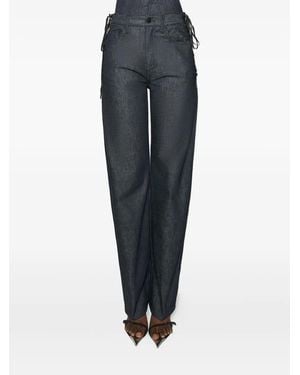 Mugler Lace-Up Straight Jeans - Blue
