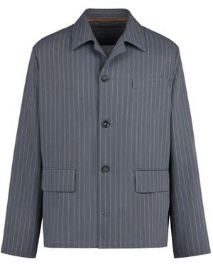 Tod's Pinstripe-Pattern Flap-Pocket Jacket - Blue