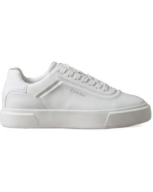 Calvin Klein Signature Logo-Print Lace-Up Sneakers - White