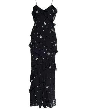 LoveShackFancy Rialto Ruffled Star-Embellished Maxi Dress - Black