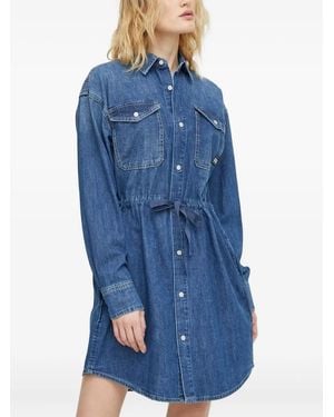 G-Star Denim Drawstring Shirt Mini Dress - Blue