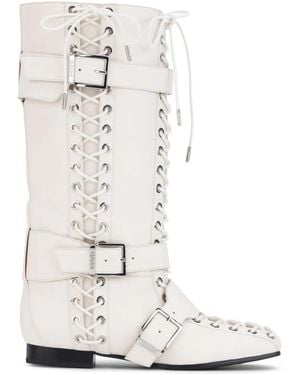 Ganni Lace-Up Boots - White