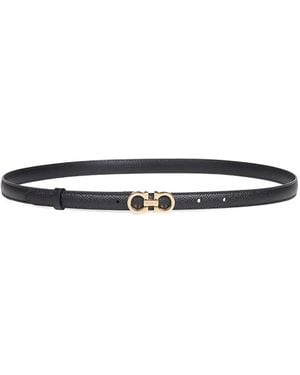 Ferragamo Gancini Buckle Leather Belt - White