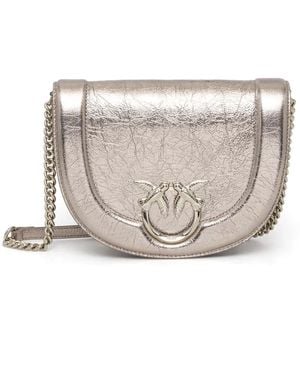 Pinko レザー ショルダーバッグ - グレー