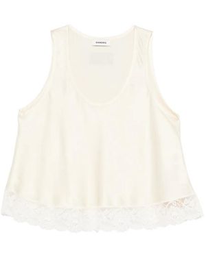 Sandro Sleeveless Lace-Detail Top - White