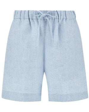 Paul & Shark Pantalones Cortos De Lino Con Cordones - Azul